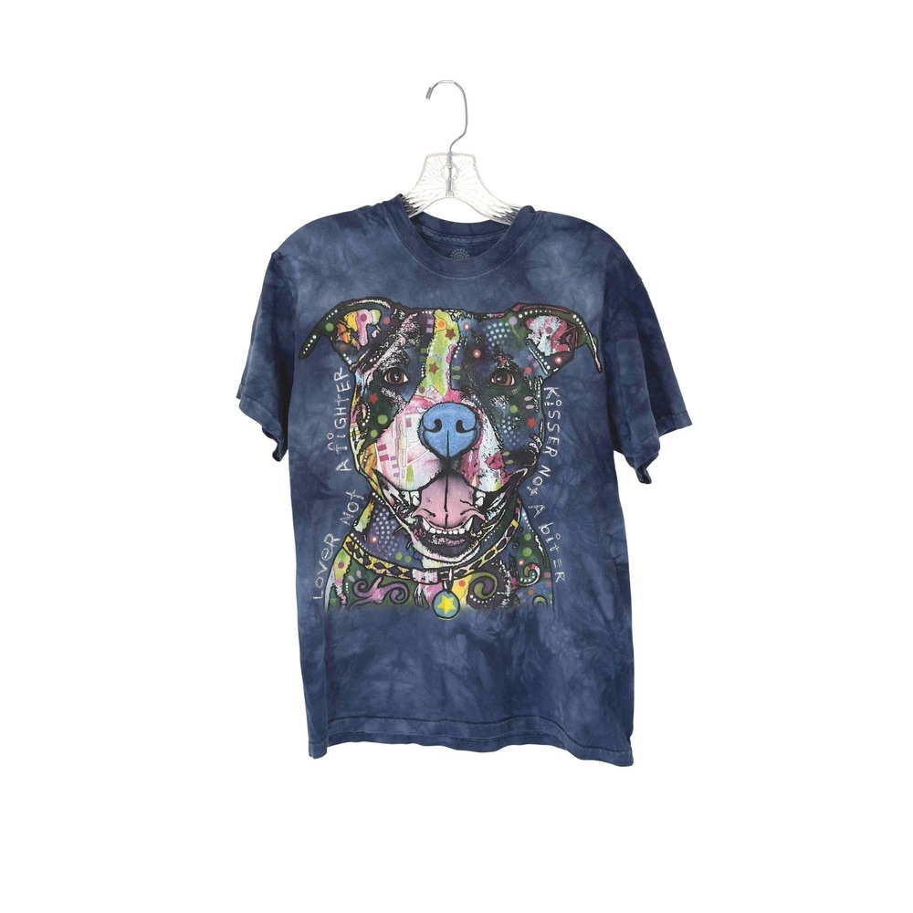The Mountain T-Shirt Women's Blue Tie Dye Lover‎ Not A Fighter Crewneck Medium